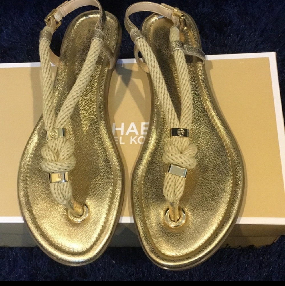 💗NWT&NIB MK GOLD JELLY ROPE SANDELS 💗